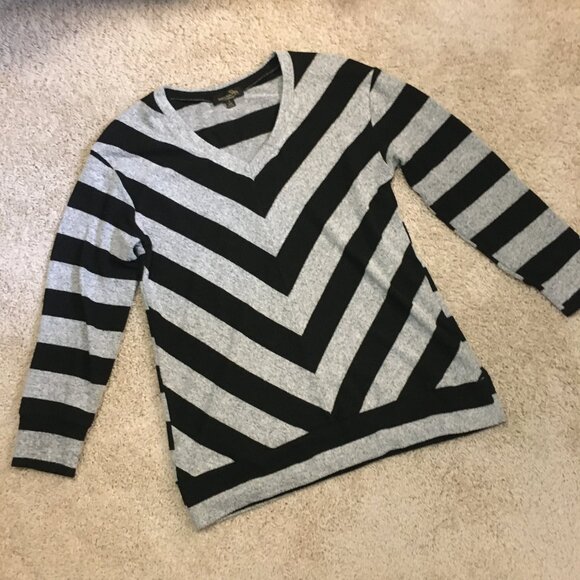 Punky Grey Black Tire Chevron Stripe Sweater - Picture 12 of 16